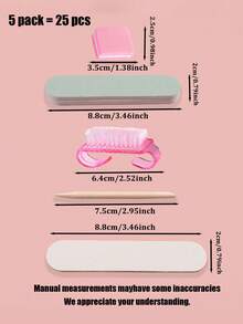 5-Piece Set / 25-Piece Disposable Manicure Tool Kit-Basic Nail Care Tools, Including Mini Nail Files, Buffers, Bulk-Packaged Handle Brushes, And Cuticle Sticks. Individually Packaged. Suitable For Hand And Foot Care, Salon Use, Mini Nail Buffers, And Cuticle Sticks For Salons / Home Use, Nail Supplies, Nail Tools, Nail Art Tools, Back-To-School Season, Nails, Nail Tools For Applying - Multicolor - View 8