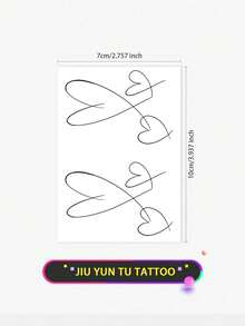1pc Minimalist Heart Line Temporary Tattoo Sticker, Waterproof & Sweatproof Fake Tattoo For Women's Shoulder, Arm, Waist & Abdomen, One-Time Use, Fashionable Body Art Decor For Y2K & Cute Daily Use - Black - View 5
