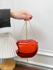 Mini Personalized Solid Color Acrylic New Cute Girl Lipstick Bag, Chain Shoulder Bag For Evening Party - Red - View 6