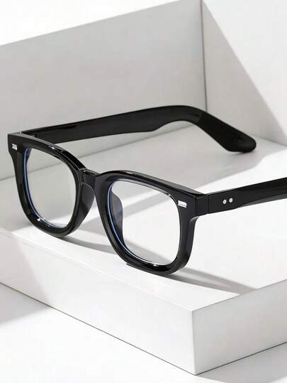 方形镜框眼镜 - 时尚复古素面镜片，男女皆宜。学生理想之选。