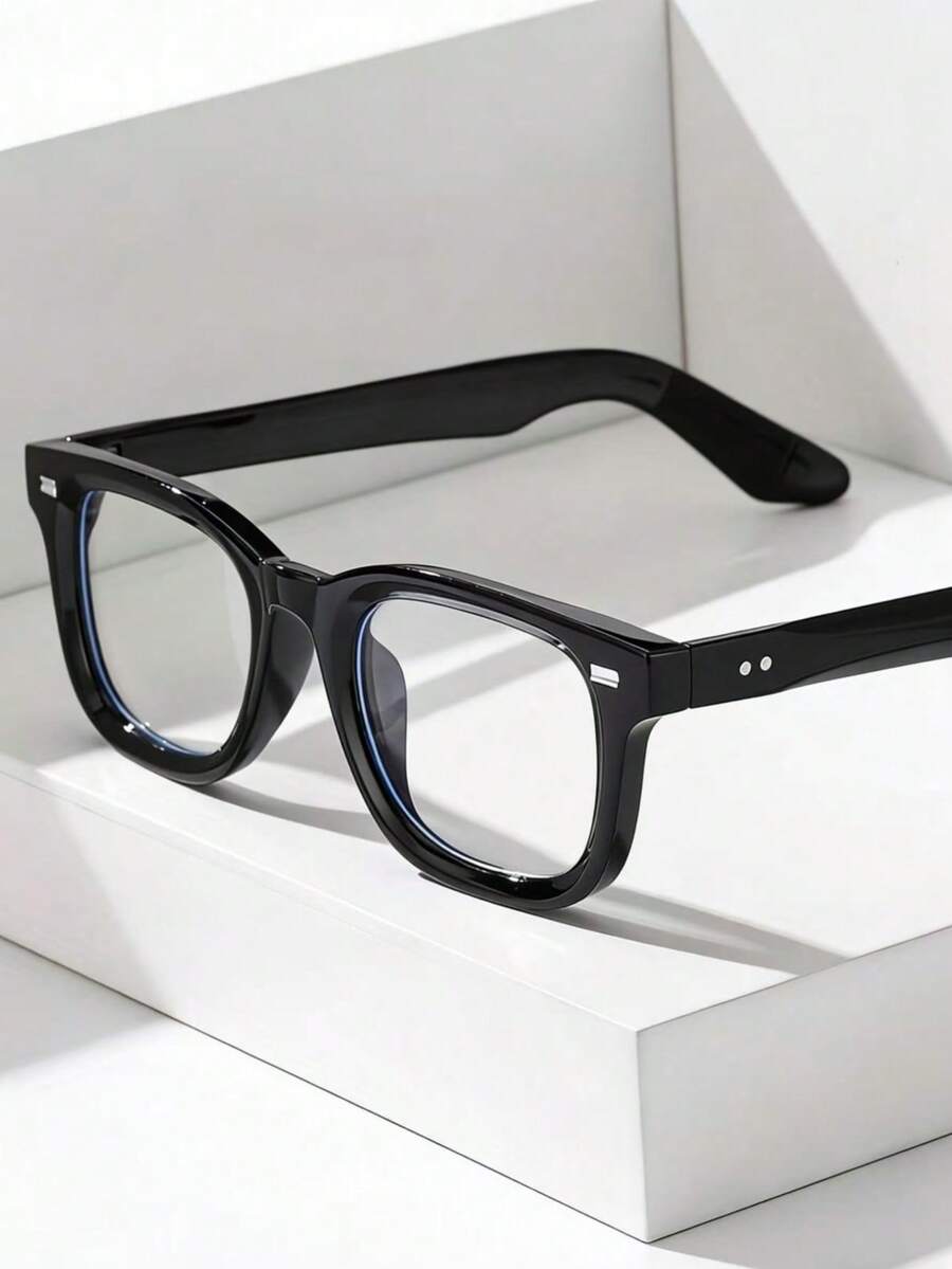 Square Frame Glasses - Fashionable Retro Plain Lens, Suitable For Both Men And Women. Ideal For Students. - Multicolor - View 1