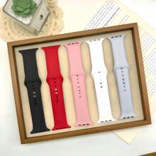 5件裝透氣運動手錶錶帶，彈性矽膠錶帶，相容 Series 11 10 9 8 7 6 SE SE2 SE3 Ultra 2 3，38mm/40mm/41mm/42mm/44mm/45mm/46mm/49mm，活力生活健身配件，送給親人的完美禮物 - 5pcs 黑色/紅色/思粉/白色/雲霧灰 - 查看 11