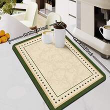 Thảm lót bát đĩa kiểu cổ điển cho nhà bếp, chống trượt, có khả năng thoát nước, khô nhanh, dùng cho máy pha cà phê, lót bàn ăn, có thể giặt được. - Màu Mù tạt vàng - Xem 17