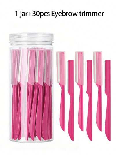 30片/罐 多功能女士面部去角质剃刀 - 中性面部刮刀、眉刀和面部剃须刀 - 去角质面部刮刀和去角质刷、女士眉刀、专业面部去角质工具、女士面部脱毛剃刀、更柔滑的护肤工具 - 玫瑰红。（20片/罐，12片/罐）