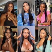 Tóc giả ren phía trước 30 inch 13x4 13x6, tóc thật pha trộn, đã tỉa sẵn, mật độ 200, tóc thẳng, tóc giả ren phía trước bằng tóc thật có tóc con, kiểu dáng dễ mặc 5x5 HD không cần keo dán, dành cho nữ, màu đen tự nhiên. - Tự nhiên & Đen - Xem 11