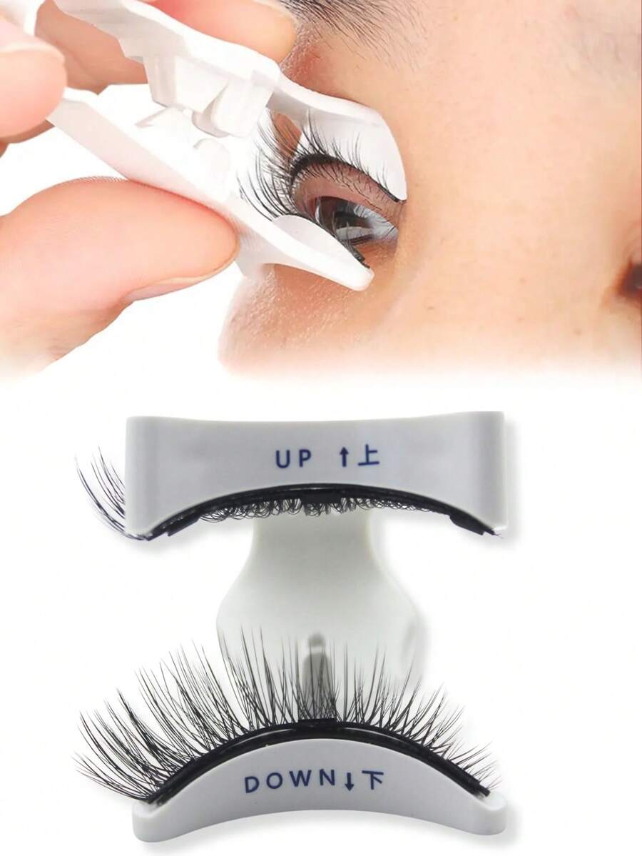 Magnetic Eyelash Tweezers, No Glue Needed, Natural & Lightweight, 3-Step Press-On False Eyelash Applicator, Reusable