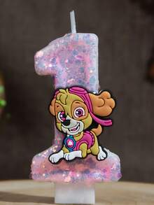 1件裝 Paw Patrol 0-9 數字蠟燭 粉藍色生日蛋糕裝飾用品 可愛動漫狗狗造型派對配件用品 - 卡通 - 查看 15