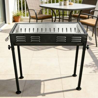 Große tragbare Holzkohle-Grillvorrichtung mit abnehmbaren Beinen, herausnehmbarer Kohle-Ablage, Outdoor-Grill-Ofen für Camping, Picknick, Gartenparty, Gartenzubereitung