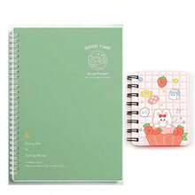 A5渐变绿色螺旋笔记本，适合学生，简约横线内页 - 彩色 - 查看 3