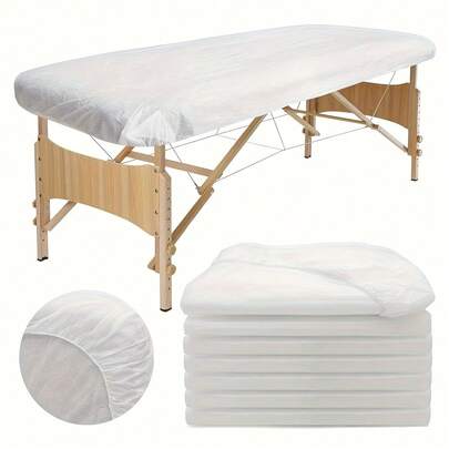 Disposable Bed Sheets, Durable Elastic Bed Cover, Breathable Disposable SPA Bed Sheets, Made Of White Non-Woven Fabric