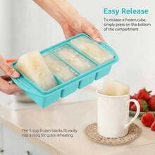 Silicone Freezer Trays With Lid, Food Storage Containers With Lids, Large Tray Soup, Sauce & Leftovers, 1 Cup Meal Prep Containers With Easy Release, Freezer Storage, Oven & Dishwasher Friendly, 2-Pack - Avocado Green - View 9