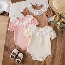 Bộ 3 món áo liền quần cho bé gái màu trắng dễ thương, cổ ren, phối ren. - Nhiều màu - Xem 4