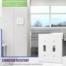 Double Toggle Light Switch Metal Cover Plate, Wall Plate, Corrosion Resistant, Standard Size 2-Gang 4.50\ X 4.57\, Powder Coated Stamped Steel, 7712-WM, White Matte (Pack Of 1) - WhiteMatteStandardSize - View 4