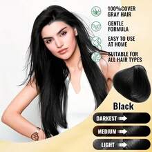 EELHOE 200ml Black Hair Dye Shampoo, Men's And Women's Three In One Hair Dye Shampoo, Herbal Ingredients Cover Gray Hair Quickly, Dye Hair For A Long Time, Moisturize Without Irritation,Semi-Permanent Hair Color Shampoo,Plant Extraction Hair Color Dye - 黑色200ml - 查看 6