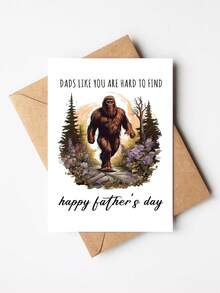 1pc Bigfoot Father's Day Card With Envelope - Funny Cryptid Gift For Dad, Stepdad & Grandpa, Unique Sasquatch Design, Perfect For Father's Day, Blank Inside - A - View 10