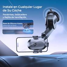 REMAX Soporte de teléfono para coche con ventosa, soporte montado en el salpicadero, bloqueo de un solo clic, rotación de 360°, ajustable, no obstructivo, apto para teléfonos de 4-7 pulgadas, accesorio de viaje para automóvil, esencial automotriz - Negro - Ver 3