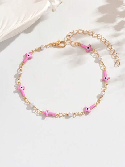 1 chiếc vòng tay ngọc trai giả hình thánh giá thời trang và đơn giản, thích hợp cho phụ nữ đeo hàng ngày và làm quà tặng.