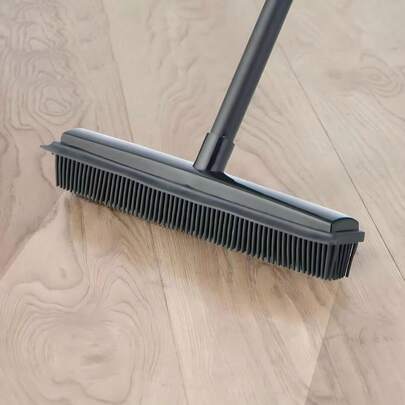 Escoba de silicona, cepillo limpiador de pelo de mascotas para baño, cepillo de mango largo, raspador de piso, cepillo quitapelusas 2 en 1 para alfombra, cepillo de cerdas de silicona de mango largo para limpieza de alfombras, herramienta de eliminación de pelo para piso, cepillo de fregado para piso, ducha, baño y dormitorio