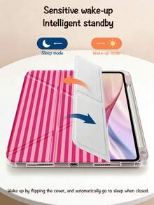 Ayotu 玫瑰红竖条纹图案保护套，Y型支架翻盖设计，兼容iPad A16、iPad Pro 13/12.9/11、iPad Air 11/13、iPad mini、iPad Air 11英寸、Kindle（第11代，2024年发布）、Kindle Paperwhite（第12代，2024年发布），个性化礼物，情人节礼物 - 彩色 - 查看 6