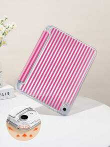 Ayotu 玫瑰红竖条纹图案保护套，Y型支架翻盖设计，兼容iPad A16、iPad Pro 13/12.9/11、iPad Air 11/13、iPad mini、iPad Air 11英寸、Kindle（第11代，2024年发布）、Kindle Paperwhite（第12代，2024年发布），个性化礼物，情人节礼物 - 彩色 - 查看 5