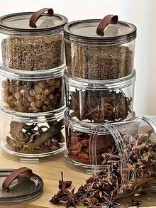 3pcs Circular Portable Spice Storage Containers (3 Pieces Set), Multi-Layer Airtight Food Storage Jars, Grain Storage Canisters, Pepper & Star Anise Spice Storage Boxes, Kitchen Countertop Pepper Spice Storage Containers, Suitable For Refrigerator, Countertop, Cabinet, Pantry, Shelves, Reusable Dry Goods Containers - Multicolor - View 2
