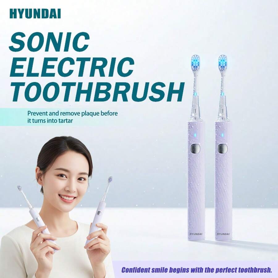 HYUNDAI UV Sterilization Electric Toothbrush, 4 Modes Deep Clean, Rechargeable, White/Purple - Mauve Purple - View 1