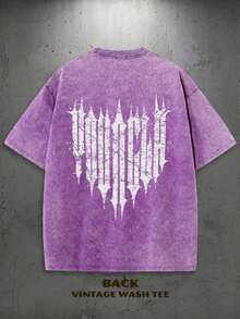 Summer Tops1 Pcs1PC Y2K Vintage Washed T-Shirt |   Men's YLA Graphic Tee |   Gym Graphic Tee |   Gifts For Men Or Boyfriend |   100% Cotton |   230Gsm Thickened Fabric |   Unisex230g 100% Cotton - Purple - View 2