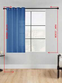 1 buah Tirai Tipis, Melembutkan Pencahayaan, Berlubang, Bagian Atas dengan Lubang Pengait, Semi-Transparan, Dapur, Cocok Untuk Rumah Atau Kantor, Kamar Tidur, Balkon, Ruang Tamu, Warna Polos, Produk Baru, Minimalis, Rustik - Biru - View 30