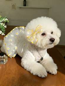 一件雏菊印花薄纱宠物连衣裙，配同色黄色蝴蝶结发夹；白色针织无袖狗狗猫咪服装，适合幼犬和幼猫；甜美公主风宠物套装，黄色滚边，适合中小型犬猫；轻盈透气的夏季宠物连衣裙，适合日常穿着和拍照；生日礼物、情人节礼物、复活节礼物、圣诞节礼物，送给朋友、男友、女友、家人、老师、同事的礼物。 - 彩色 - 查看 8