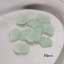 30/100颗玻璃银杏叶珠，发夹DIY及珠宝制作材料，人造银杏叶，釉面银杏叶，秋季装饰，感恩节装饰，DIY工艺材料 - 銀杏葉 - 查看 10