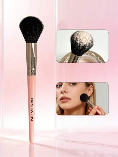  Princess Rose 新款粉色手柄黑色毛奢华化妆刷 - 散粉刷、遮瑕刷、修容刷，强力抓粉，适用于粉底液/粉底霜/BB霜，适合新手和专业人士，是节日送礼和送给朋友/女朋友的理想之选。