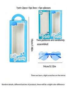 12pcs/6pcs Blue Party Gift Boxes, Frameless Heart Shape, Bright Blue Gift Candy Bags, Cute Cartoon Sticker Candy Bags, Blue Birthday Bachelorette Party Decor, Suitable For Ladies, Bridal Party Favors, Perfect For Pool Party, Beach Party, Summer Party, Birthday Party (2pcs/Set = 1 Gift Box + 1 Pair) - Blue - View 11