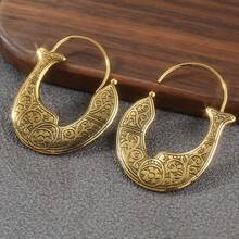 创意金色设计圈形耳环，复古波西米亚风格手工饰品，精致礼物，适合女性和女孩 - 銅色 - 查看 8