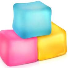 Schylling Nice Cube 感官挤压玩具，新款仿真太妃糖挤压球，TPR材质，透明造型，高品质，慢回弹，缓解压力，男女通用，互动社交，家居必备，热销产品，送给男友/女友的礼物，生日礼物，派对礼物，适合儿童和成人，完美礼物 - 彩色 - 查看 7