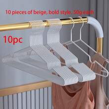 100 chiếc/gói, 10 chiếc/bộ Móc treo quần áo chống trượt chất lượng cao, đúc khuôn bằng nhựa, màu sắc hiện đại, dùng trong nhà - Màu be - Xem 18