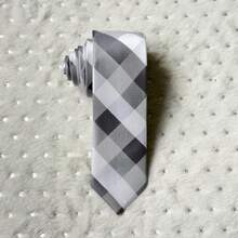 Men's Casual Dress Tie, Colorful Checkered, Slim Fit (5.5cm) - 白色 - 查看 1