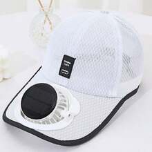 Nuevo sombrero con ventilador solar, ala talla grande larga, malla transpirable, protección solar, diseño unisex - C - Ver 5