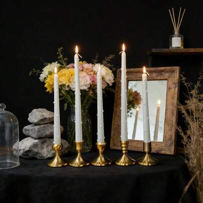 2pcs European Style Long White Pearl Candles, 2.3cm/0.9in Diameter, Suitable For Home Use, Smokeless Wedding Candles, Perfect For Candlelight Dinner, High-End Atmosphere Photography Props, Ideal Gifts, Outdoor Courtyard Decor, Office Desk Decor, Fragrance Candle Holders, Creating Indoor Ambiance, Weddings, Parties, Family Gatherings, Romantic Occasions And Tabletop Decor