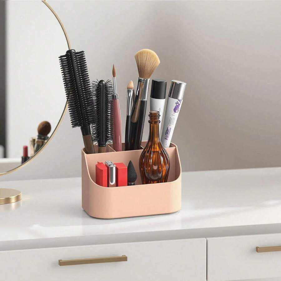 Countertop Toothbrush Holders For Bathrooms, Plastic Toothpaste And Electric Tooth Brush Holder Storage Caddy Stand For Shower, 5 Slots Cute Kids Bathroom Counter Organizer For Vanity, White - 粉色 - 查看 1