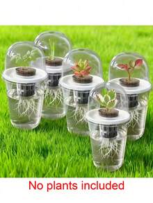 Hydroponic Planter Pot - Plastic Transparent Cylinder Shaped Hydroponics Planting Kit, High Transparency Closed Cultivation Water Cup, Transparent To Observe Root Growth, Small Holes Design For Ventilation - A - View 3