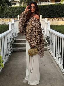 最新款豹纹宽松休闲女式衬衫，春夏款 - 彩色 - 查看 3