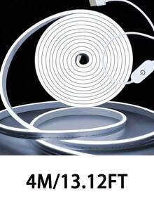 1m/2m/3m/4m/5m USB供電可調光柔性LED霓虹燈條，氛圍燈適用於客廳、臥室、廚房、樓梯、櫥櫃、鏡子、電腦遊戲裝飾，室內臥室電視背光櫥櫃裝飾柔性霓虹燈牌 - 白色 - 查看 14