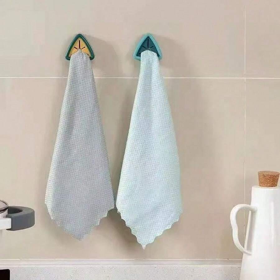 Estante de toallas estilo japonés, ganchos colgantes montados en la pared sin taladro, pinzas triangulares para toallas, soporte para paños de cocina, estante colgante para toallas de mano, paños de cocina, soporte para paños y toallas montado en la pared