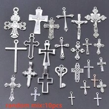10 chiếc/20 chiếc/50 chiếc Mặt dây chuyền thánh giá cổ điển bằng vàng/bạc các loại, mặt dây chuyền và phụ kiện làm đồ trang sức cho túi xách, vòng cổ, vòng tay, hoa tai tự làm, giao hàng ngẫu nhiên - M002-50 chiếc - Xem 12