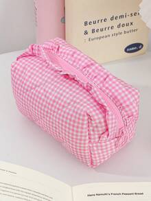 1个可爱蝴蝶结化妆包，萌趣蝴蝶结图案洗漱包，旅行化妆收纳包，拉链包，绗缝化妆包，时尚可折叠通勤化妆包，可装卫生巾、有线耳机、充电器、口红、化妆品、香水、护肤品和美容产品，精美化妆包 - 彩色 - 查看 13