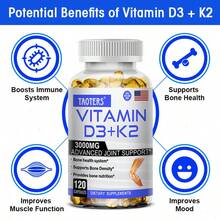 2 IN 1 Formula - Joint & Bone Density & Immune Support - Vitamin D3 K2 3000 Mg Supplement - 120 Softgels - 1 chai - Xem 8