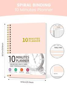 1pc Daily Planner Notebook, Record Daily Schedule, Book Or Document To Record And Arrange Plans, Email Records, Suitable For Office/Study, Teacher's Day Gift, Mother's Day Gift, Adult Gift - Multicolor - View 6
