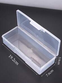 1pc Transparent Storage Box, Suitable For Nail Art, Cosmetics And Makeup Brushes, Odorless Organizer Box With Hinged Lid For Easy Access - Clear - View 3
