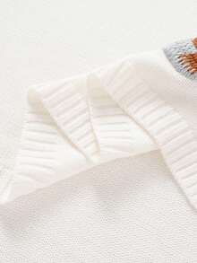 Chăn em bé dệt kim 100% cotton thêu hình cún con 3D, chăn quấn cho trẻ sơ sinh, chăn treo xe đẩy, vật dụng cần thiết cho bé suốt bốn mùa. - trắng - Xem 4