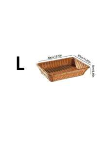 1 Rectangular Wicker Bread Basket, Handmade Brown Fruit Basket, Suitable For Storing And Displaying Bread, Vegetables, Fruits, Snacks, And Handicrafts, Imitation Wicker Fruit Basket, With Multiple Specifications To Choose From - Brown - View 17